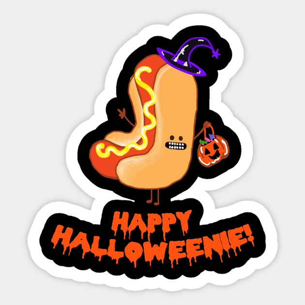 Happy Halloweenie Hot Dog Sticker by CatsandBats